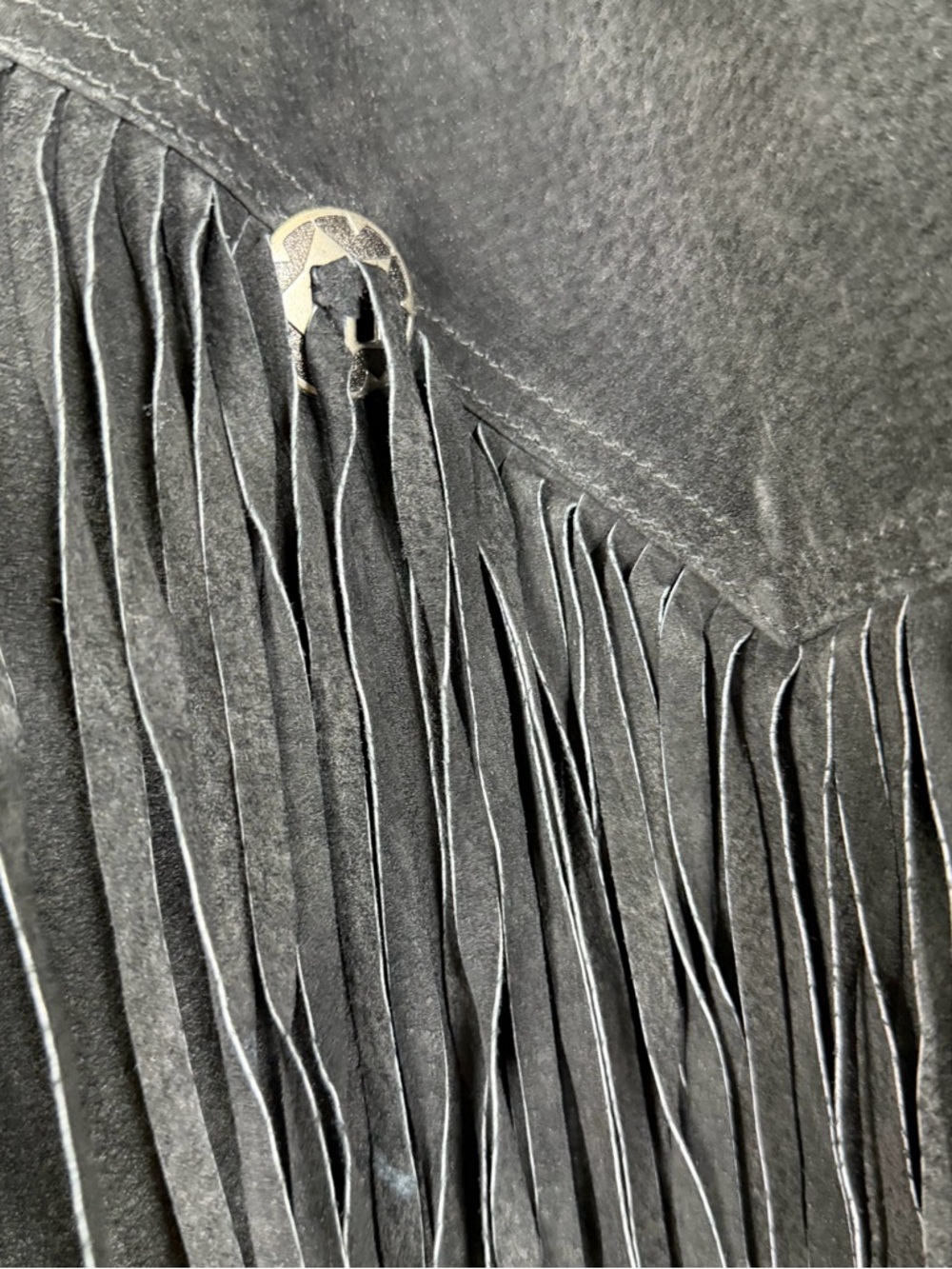 Vintage Byrnes & Baker Black Suede Leather Fringe Concho Jacket Women's Size S - Picture 5 of 7